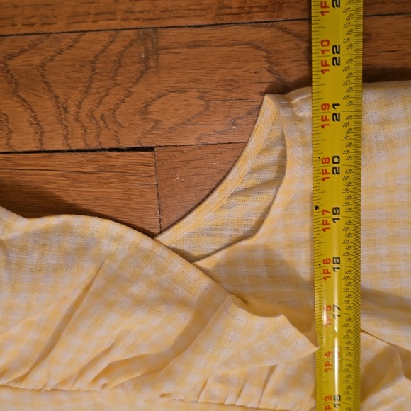 CROFT & BARROW WOMENS PLUS YELOW & WHITE GINGHAM TOP RUFFLED SLEEVES SIZE XXL - Picture 14 of 16